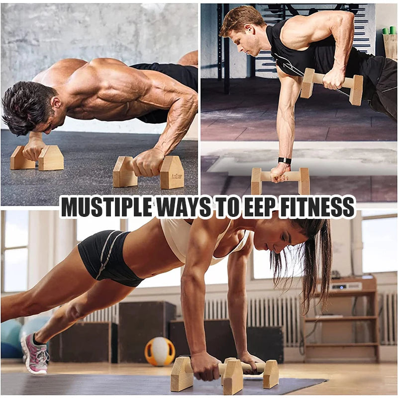 Wooden Push-up Stand  Exercise Pushup Board Non-Slip Pushup Bars Calisthenics Handle Fitness Equipment Home Strength Training